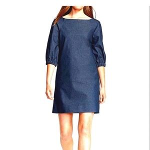 Denim puff sleeve mini dress with pockets and gold zipper Kate Spade 4